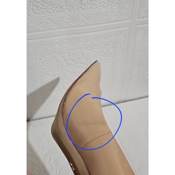 Sam Edelman Hazel Pointed Toe Pump Womens 9 Beige Patent Leather Heels - Picture 9 of 16